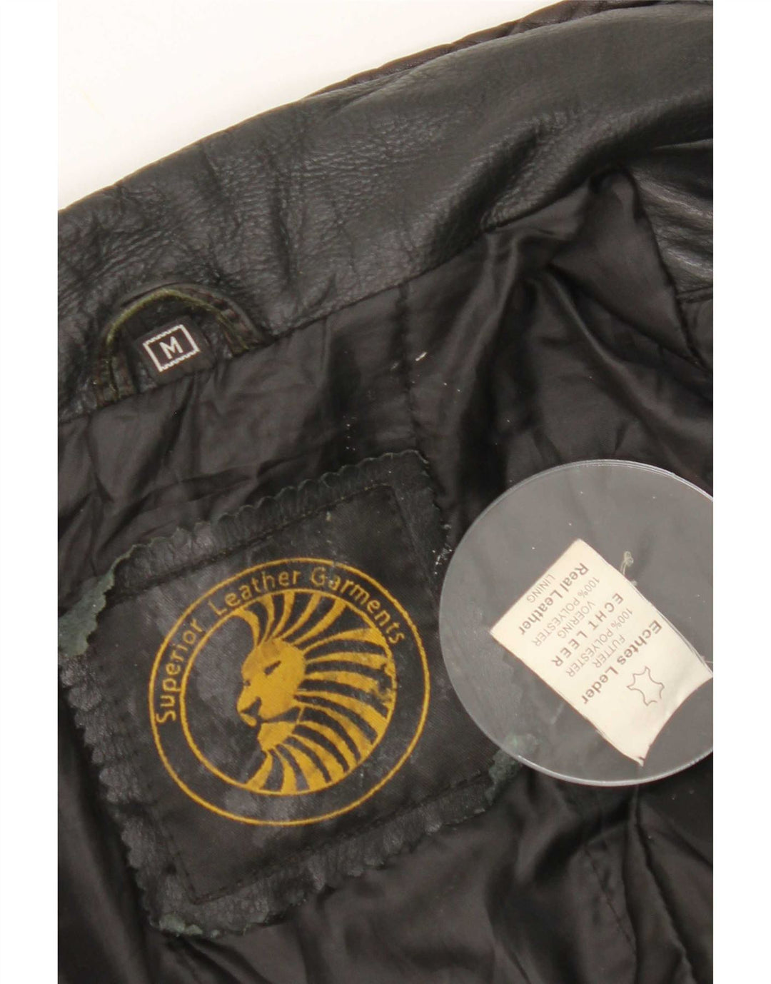 Vintage læderjakke til kvinder UK 14 Medium Sort