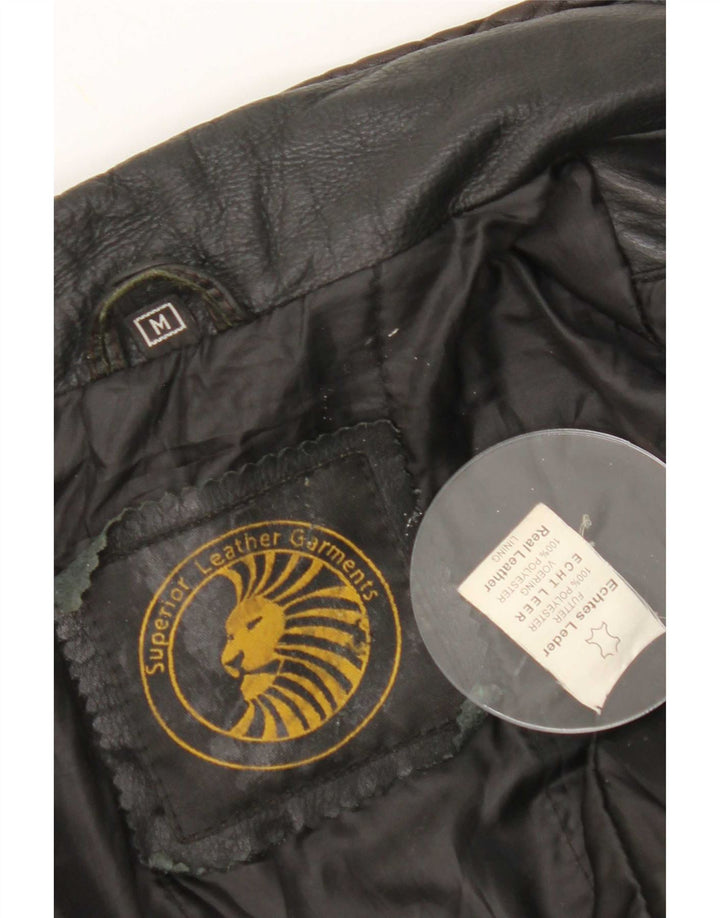 Vintage læderjakke til kvinder UK 14 Medium Sort
