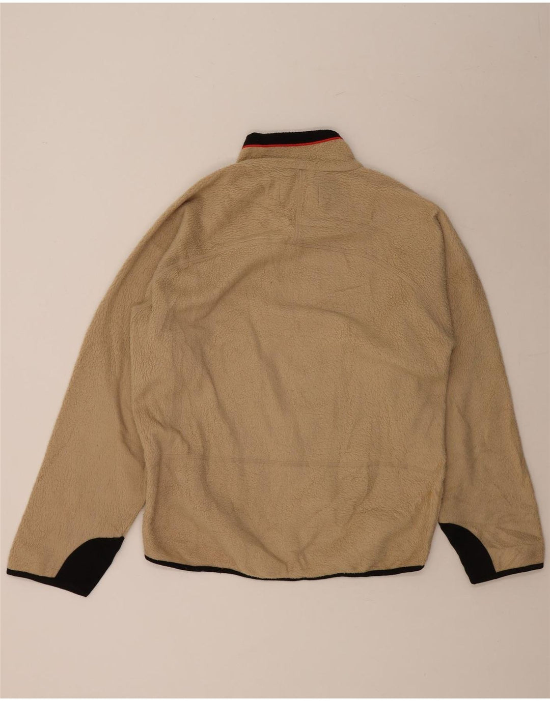 FILA Mens Graphic Fleece Jacket UK 40 Large Beige Colourblock Polyester