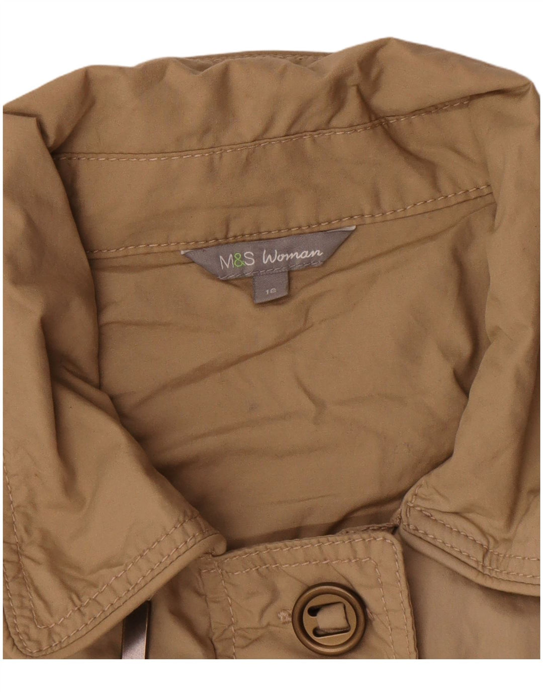 Marks & Spencer Dame Military Utility Jacket UK 16 Stor Beige Bomuld