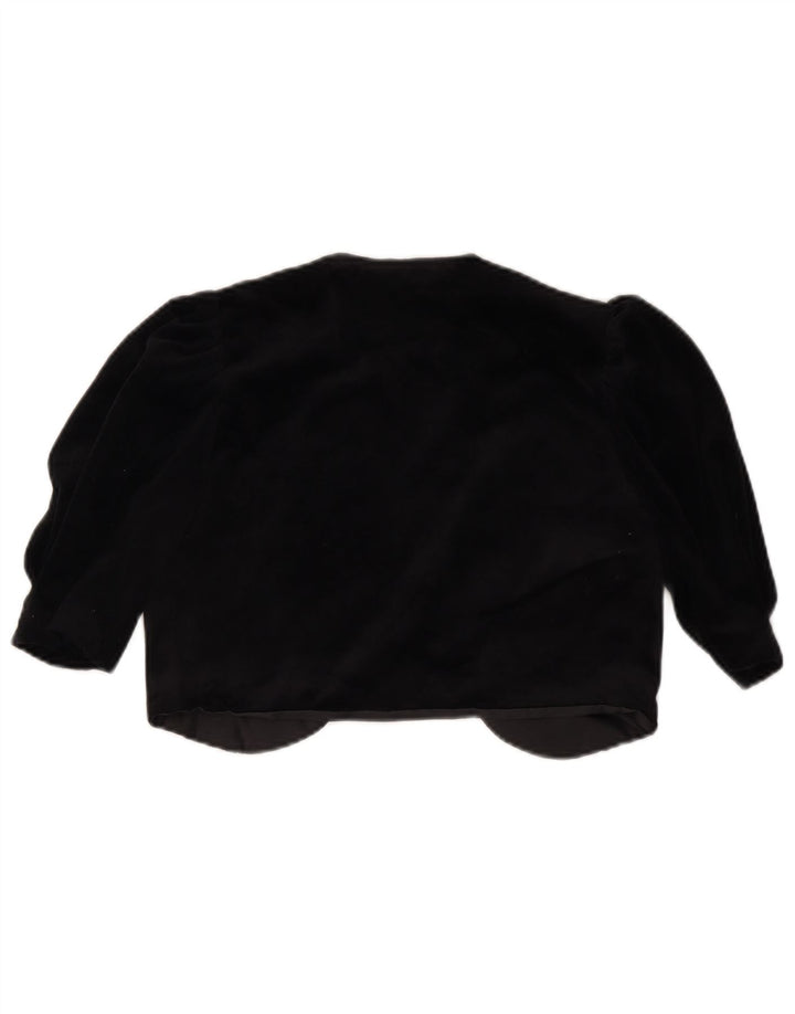 VINTAGE Womens Open Bolero Jacket IT 36 XS Sort Triacetat