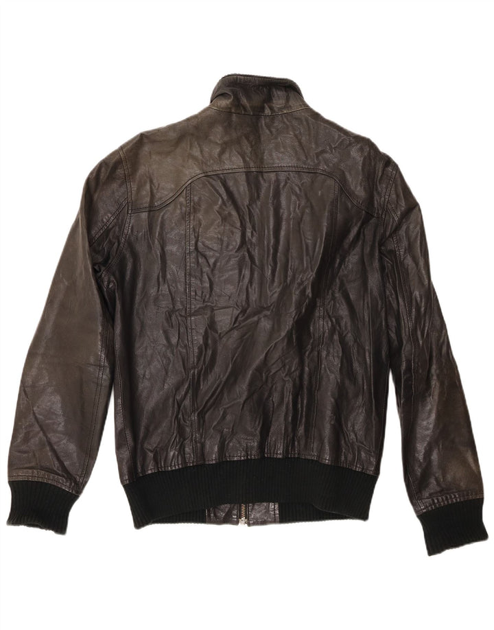 Jack & Jones Herre Læder Bomber Jacket UK 38 Medium Sort