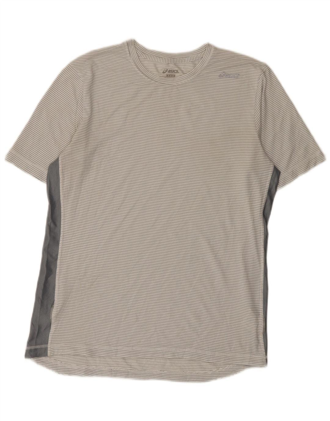 Asics Herre T-Shirt Top Medium White Pinstripe Polyester