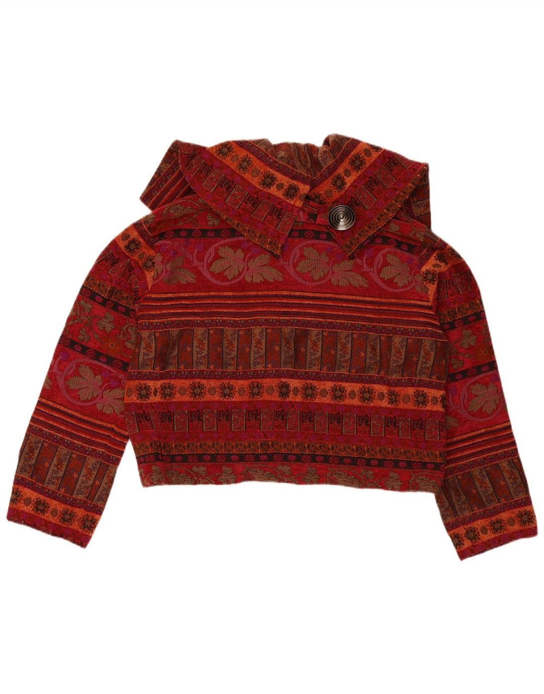 SHE'S CRAZY Womens Crop oversized blazerjakke US 2 XS Burgundy Floral