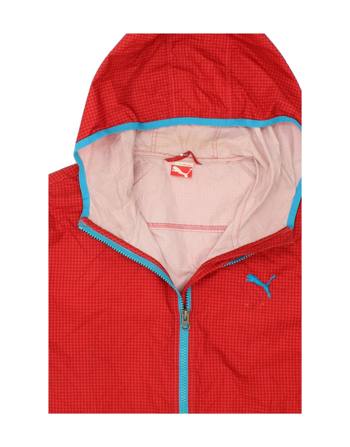 PUMA Mens Hooded Rain Jacket UK 38 Medium Red Check Polyester Vintage Puma and Second-Hand Puma from Messina Hembry 