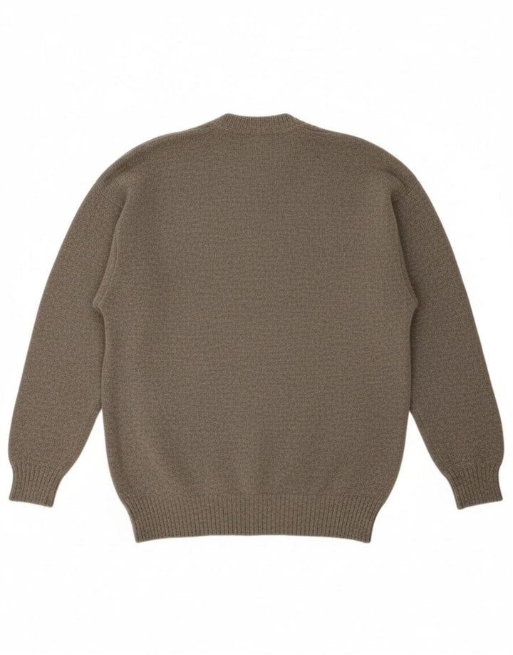 VINTAGE Mens Crew Neck Jumper Sweater Large Grey Fair Isle