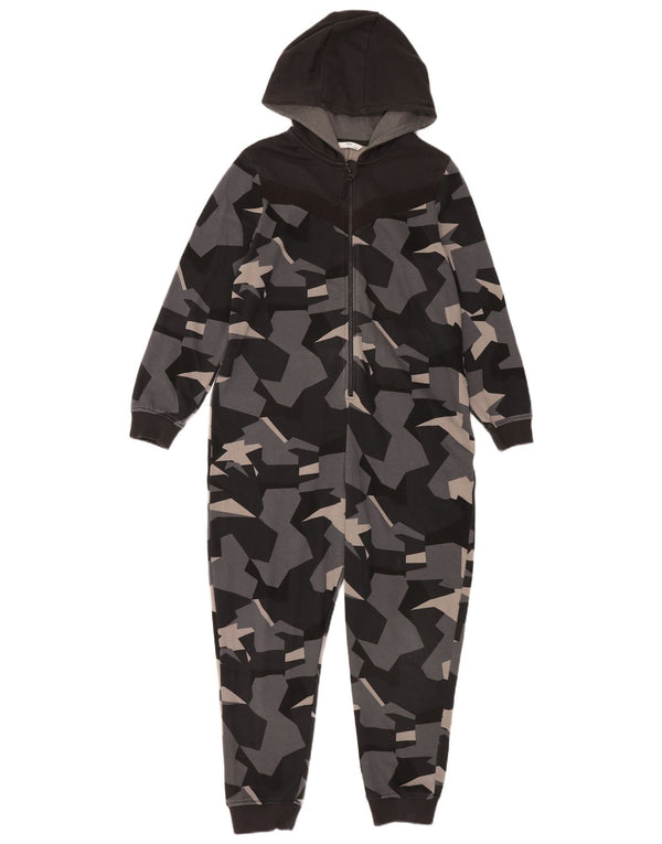 Marks & Spencer Boys Hooded Jumpsuit 11-12 år Grå Geometrisk Bomuld