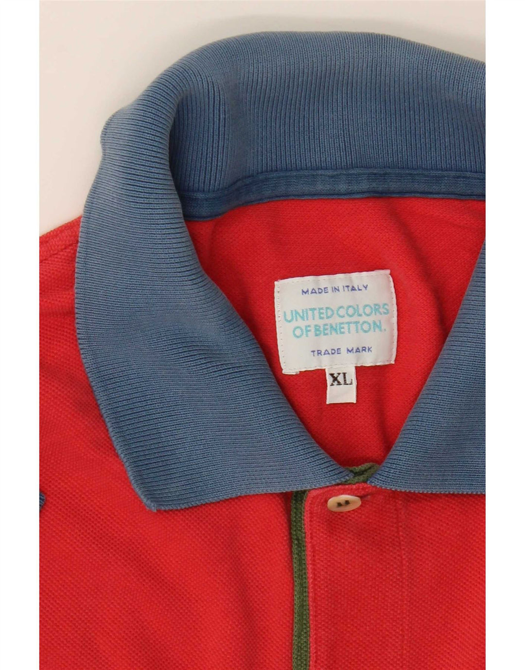 Benetton Polo Shirt til mænd XL Rød Colourblock