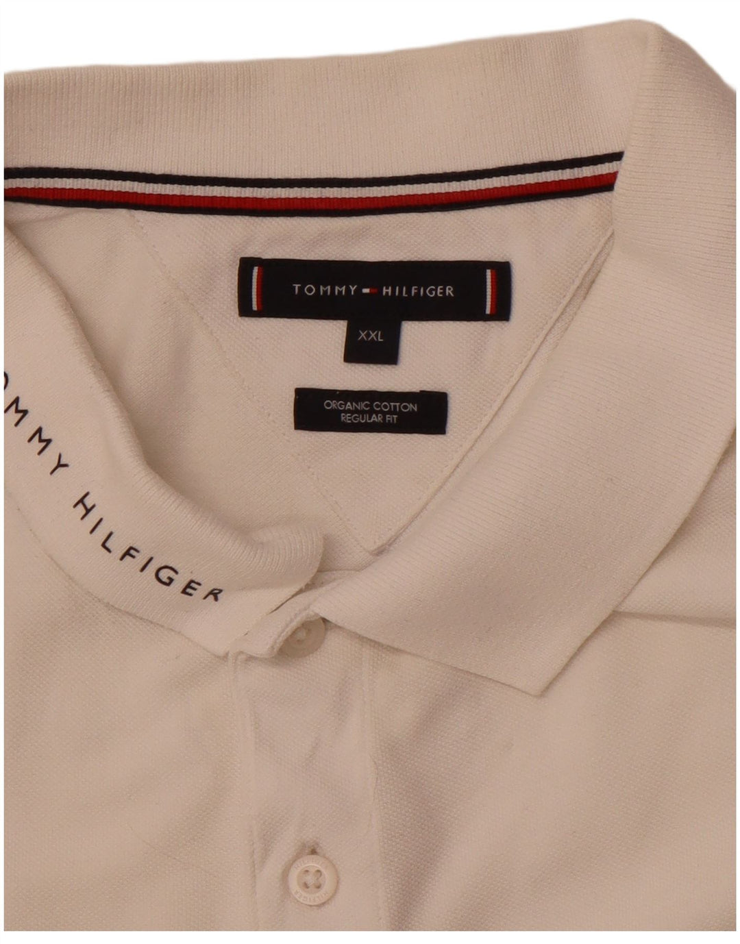 TOMMY HILFIGER Herre Regular Fit Polo Shirt 2XL Hvid Colourblock Bomuld