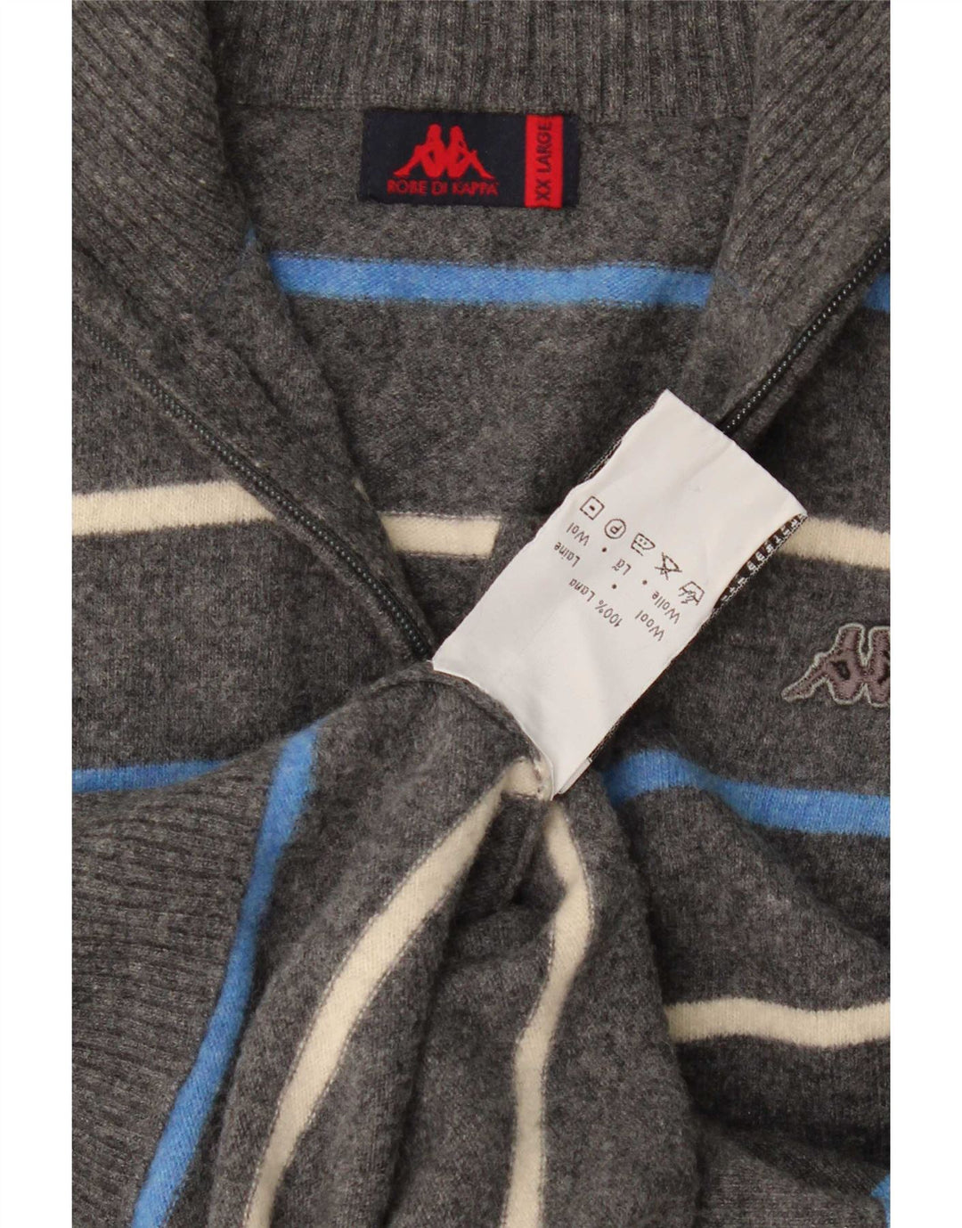 Kappa Herre Cardigan Sweater 2XL Gråstribet uld