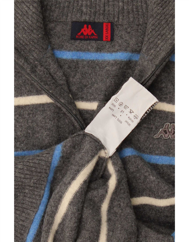 Kappa Herre Cardigan Sweater 2XL Gråstribet uld