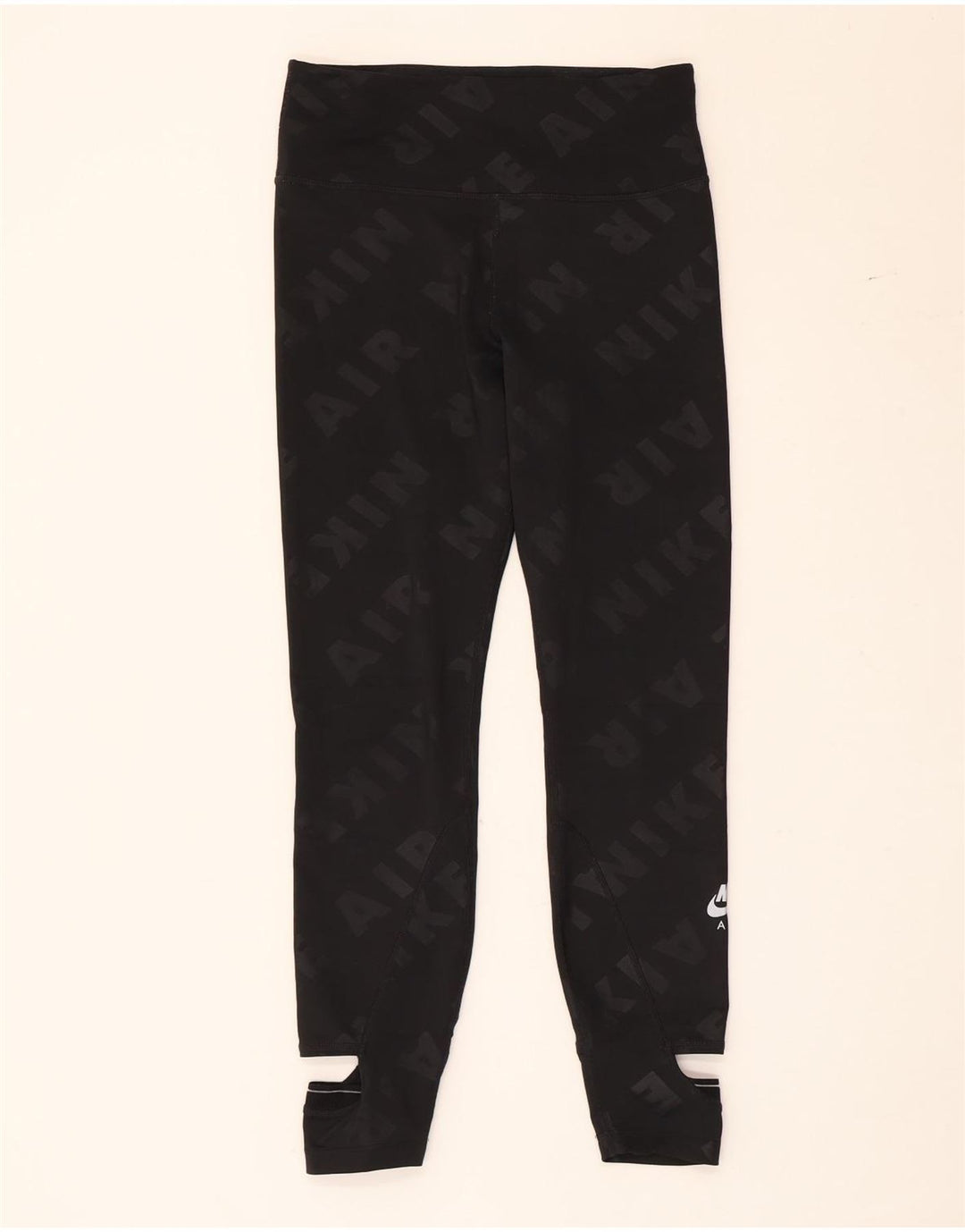 Nike Womens Graphic Crop Leggings UK 12 Medium Black Polyester