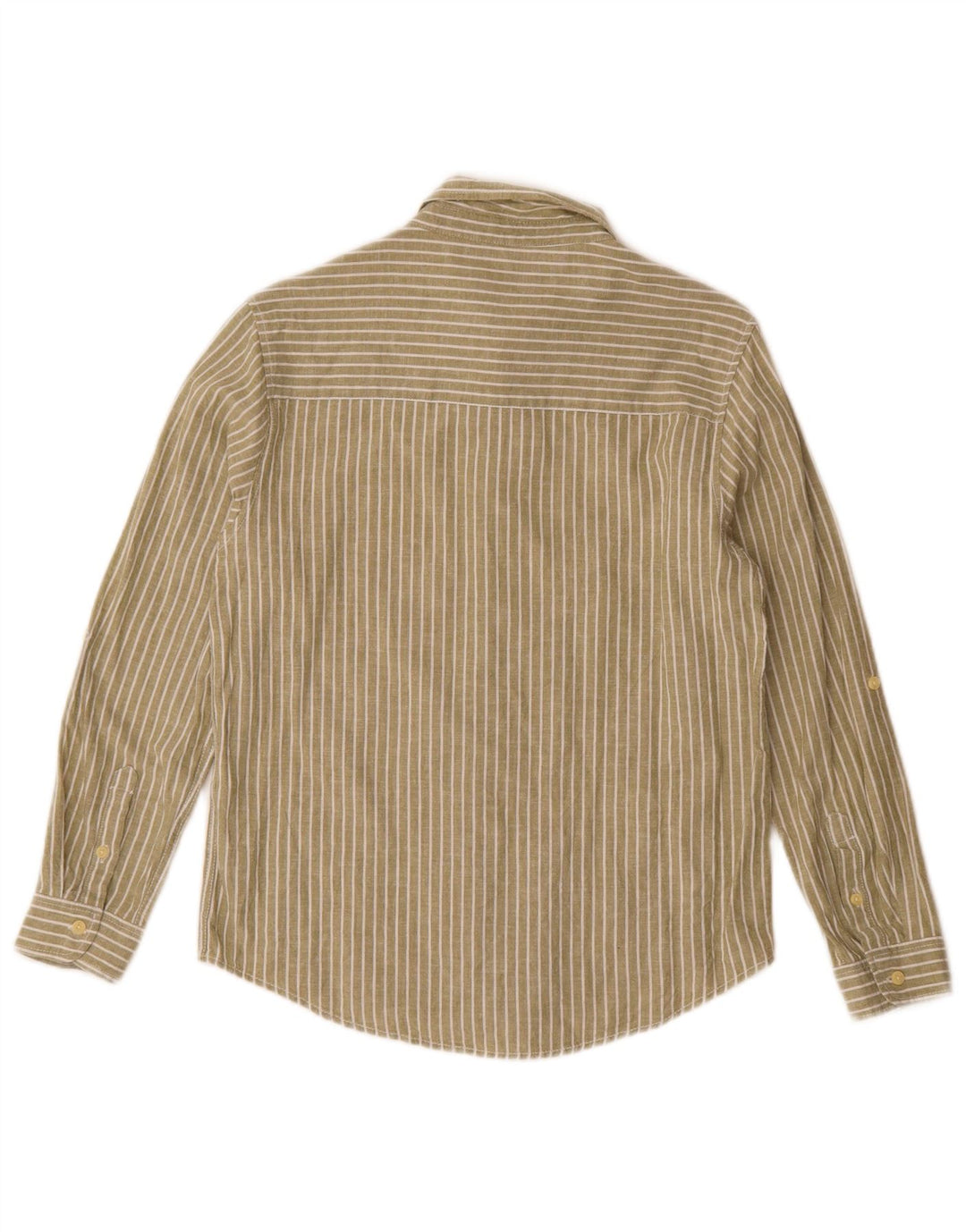 Zara drengeskjorte 11-12 år Khaki nålestribet bomuld
