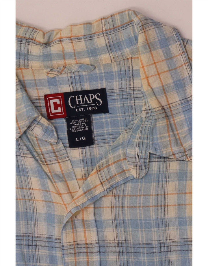 Chaps Kortærmet Herreskjorte Large Blue Check Linen