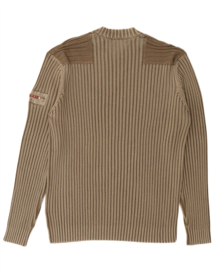MEXX Mens Crew Neck Jumper Sweater Large Beige Cotton