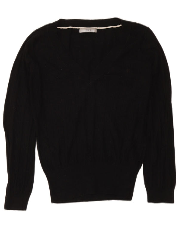 Marks & Spencer Womens Crop V-hals sweater UK 12 Medium Black