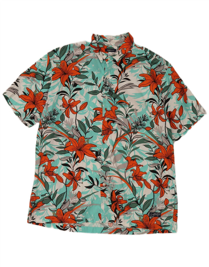 Superdry Kortærmet Herreskjorte 2XL Blue Floral Modal