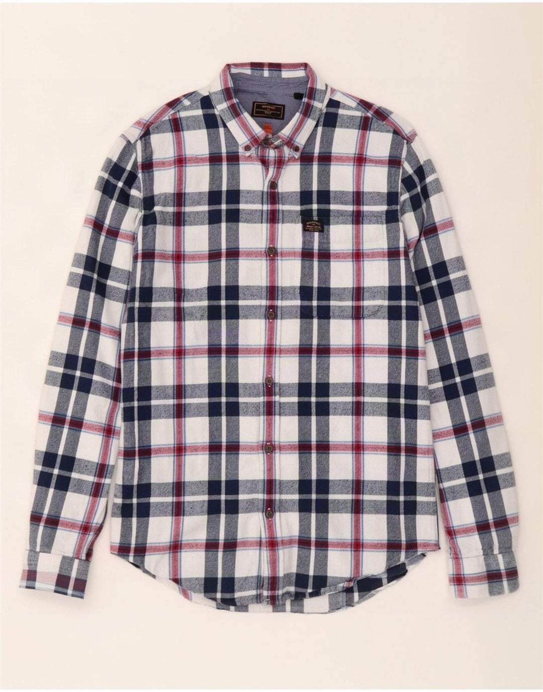 Superdry Flanelskjorte til mænd Stor marineblå ternet bomuld