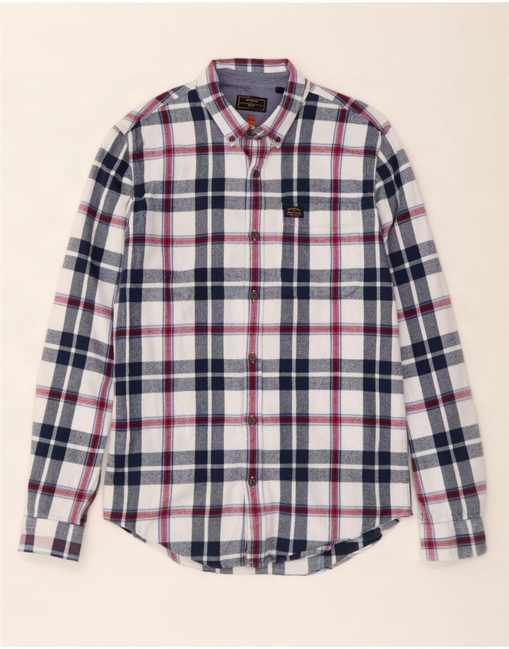 Superdry Flanelskjorte til mænd Stor marineblå ternet bomuld