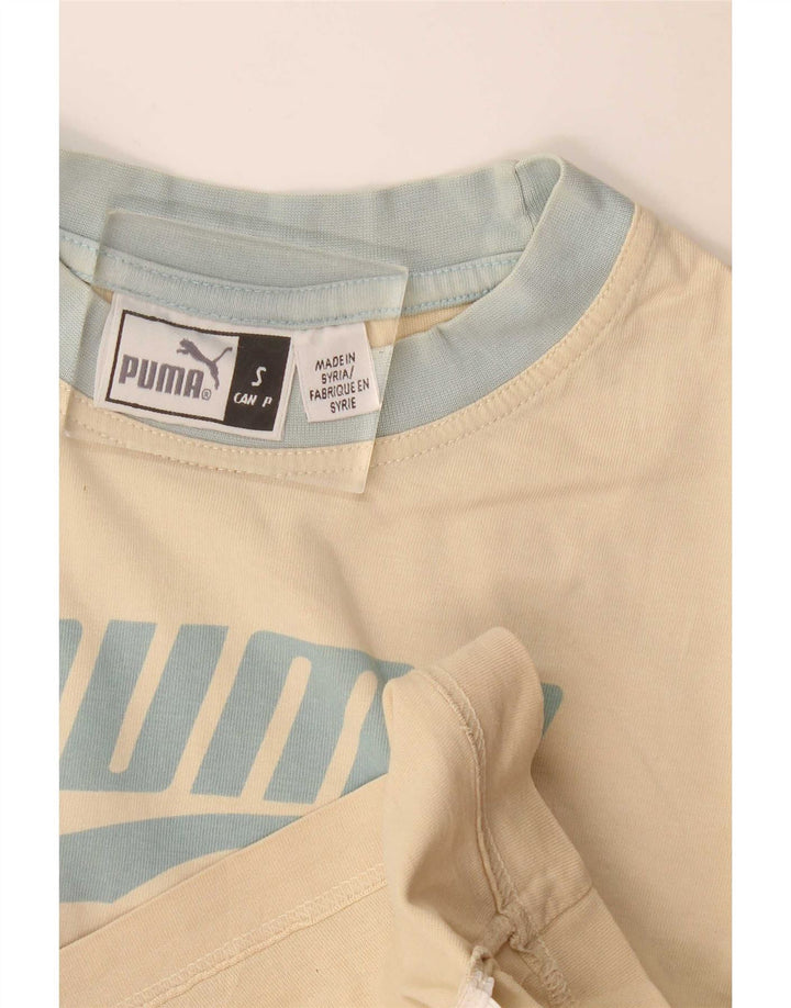 Puma Herre grafisk T-shirt Top Small Off White Colourblock