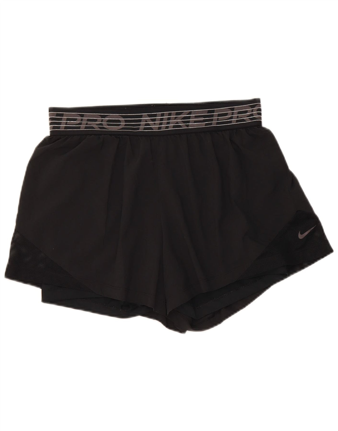 Nike Dame Dri Fit grafiske sportsshorts UK 12 Medium Sort Polyester
