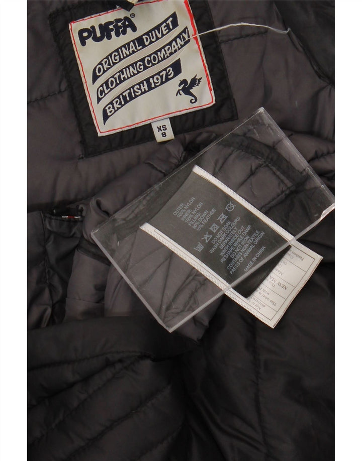 PUFFA polstret jakke til kvinder størrelse 8 XS Sort nylon