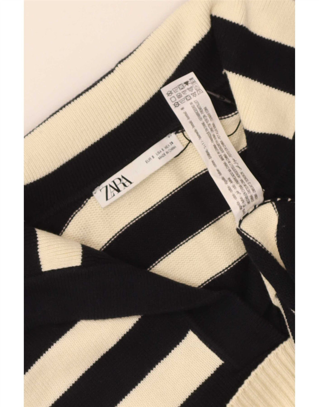 Zara Dame Oversized rullehals sweater UK 10 Lille sort stribet