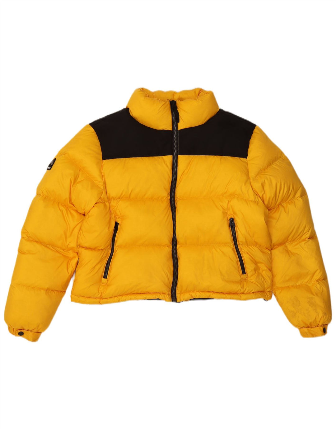 Superdry Womens Crop Polstret jakke UK 16 Large Yellow Colourblock Nylon