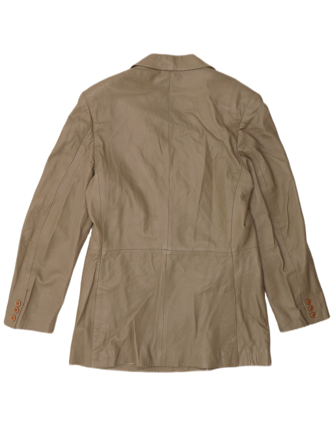 Vintage Dame Dobbeltradet Læder Blazer Jakke IT 52 2XL Grå
