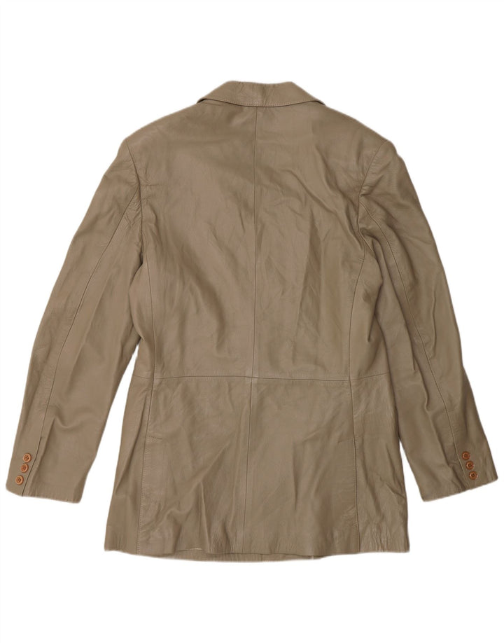 Vintage Dame Dobbeltradet Læder Blazer Jakke IT 52 2XL Grå