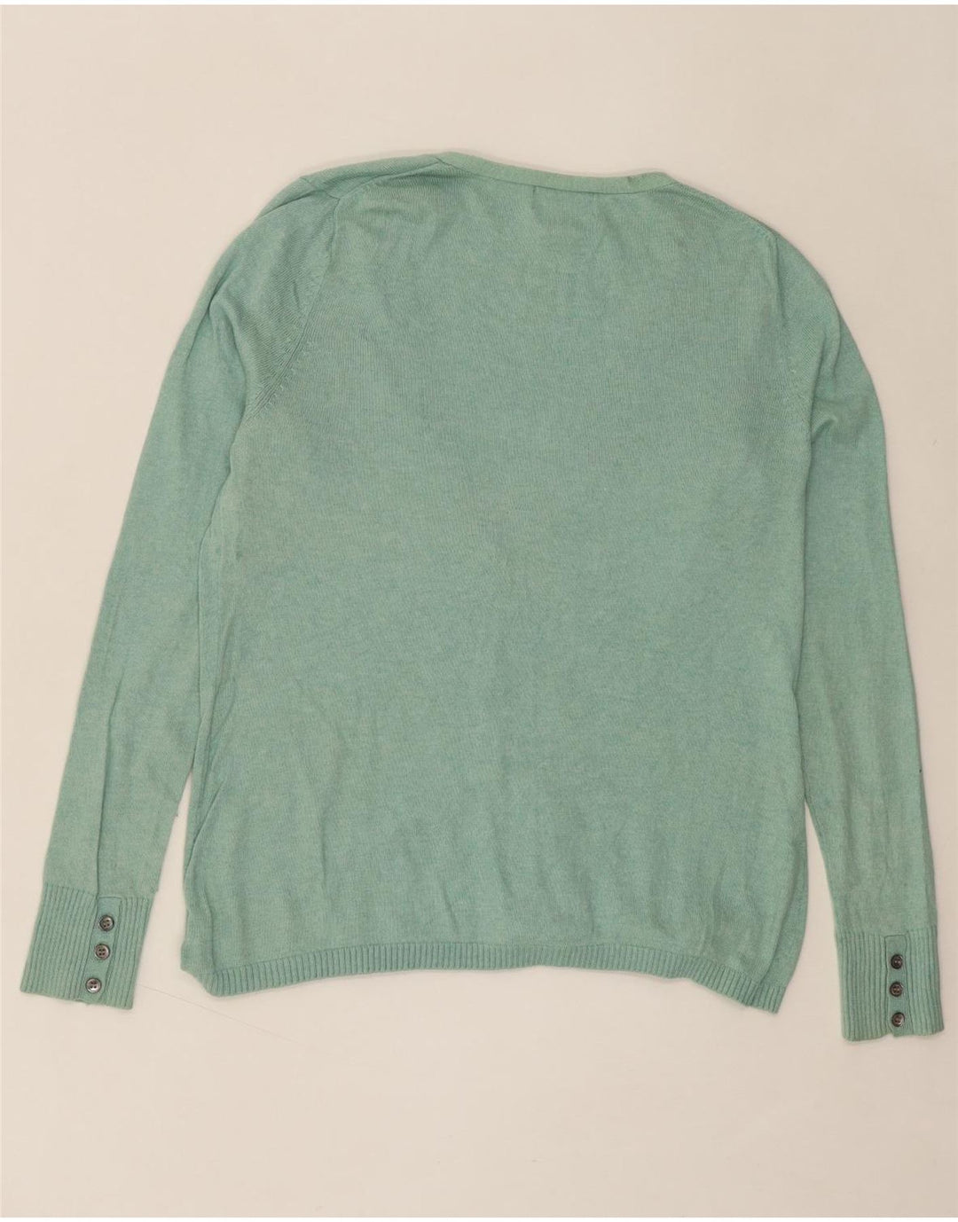 EDDIE BAUER Womens Cardigan Sweater UK 14 Large Turquoise Cotton Vintage Eddie Bauer and Second-Hand Eddie Bauer from Messina Hembry 
