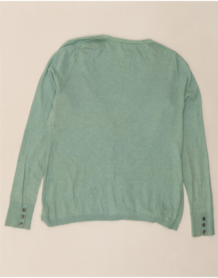 EDDIE BAUER Womens Cardigan Sweater UK 14 Large Turquoise Cotton Vintage Eddie Bauer and Second-Hand Eddie Bauer from Messina Hembry 