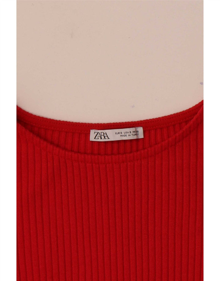 Zara Dame T-Shirt Top UK 8 Lille Rød