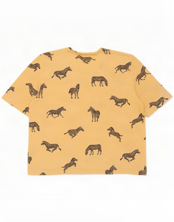 Rabe Womens Grafisk T-Shirt Top EU 42 Large Yellow Animal Print
