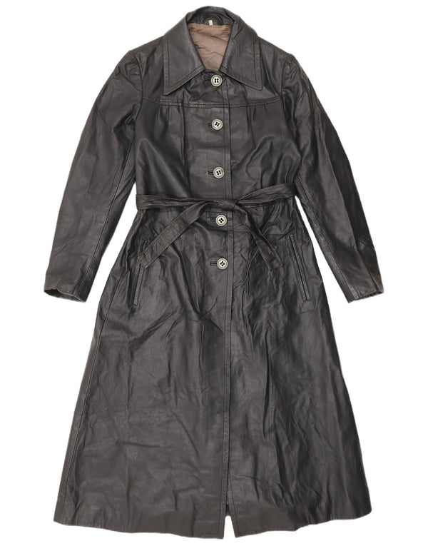 Vintage Womens Leather Coat IT 42 Medium Black