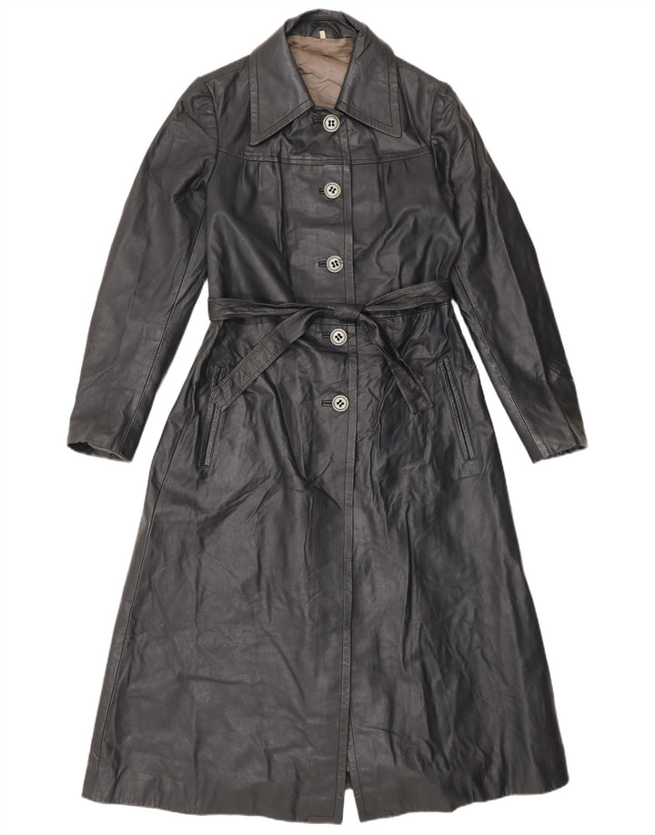 Vintage Dame Læderfrakke IT 42 Medium Sort