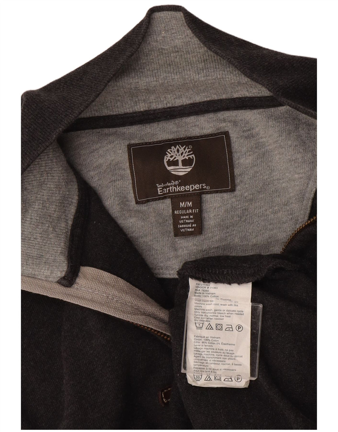 Timberland Mens Earthkeepers Zip Neck Jumper Sweater Medium Grey