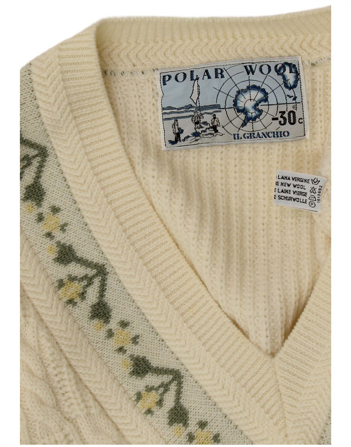 Il Granchio Herre V-hals sweater XL Off White Floral New Wool