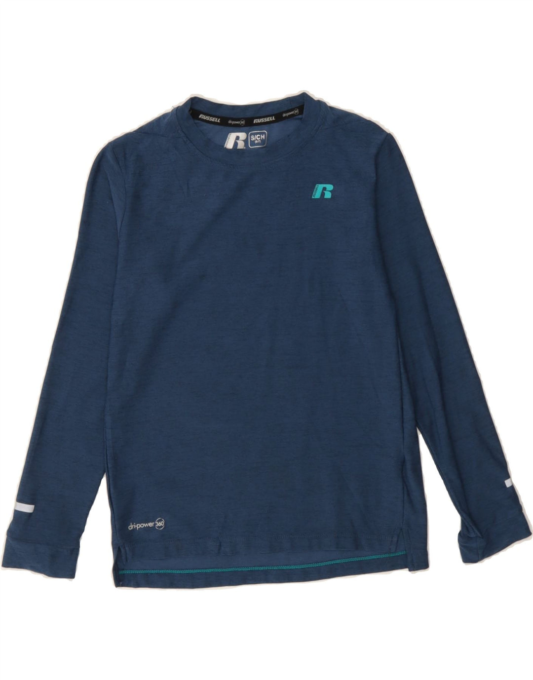 RUSSELL ATHLETIC Boys Top Long Sleeve 6-7 Years Small Navy Blue Polyester Vintage Russell Athletic and Second-Hand Russell Athletic from Messina Hembry 