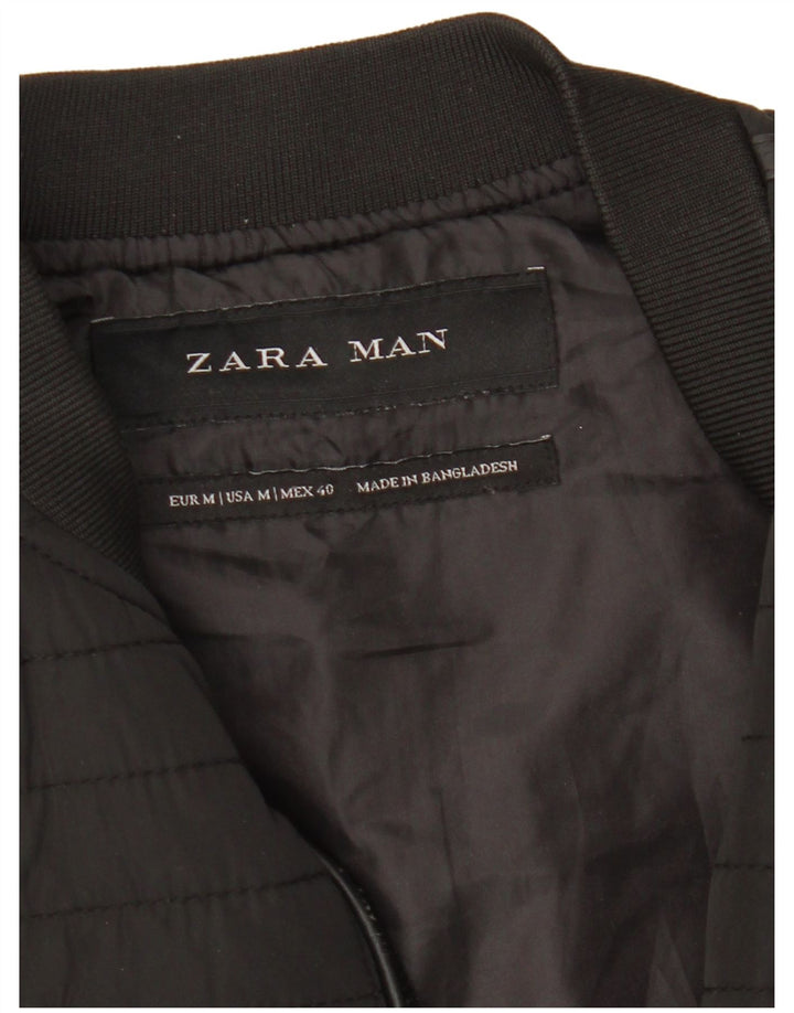 Zara Herre Quiltet Gilet UK 38 Medium Black Polyester