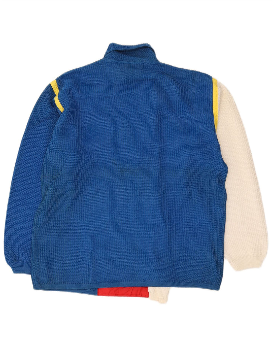 Vintage herre cardigan sweater Large Blue Colourblock Bomuld