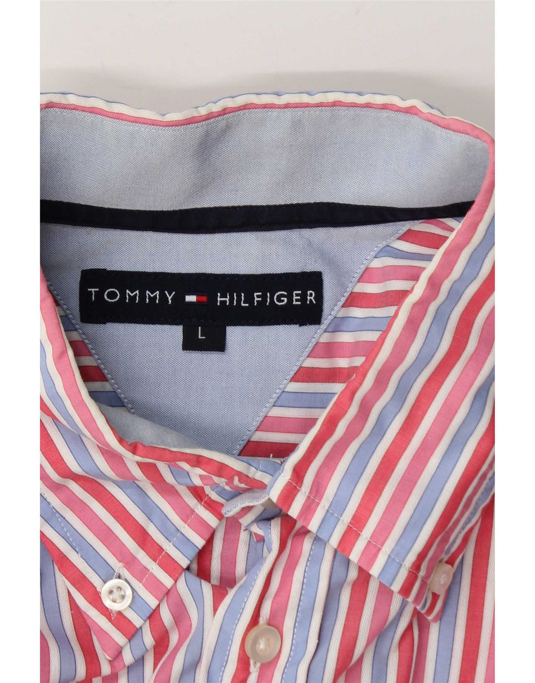 Tommy Hilfiger Kortærmet Herreskjorte Stor Rød Nålestribe