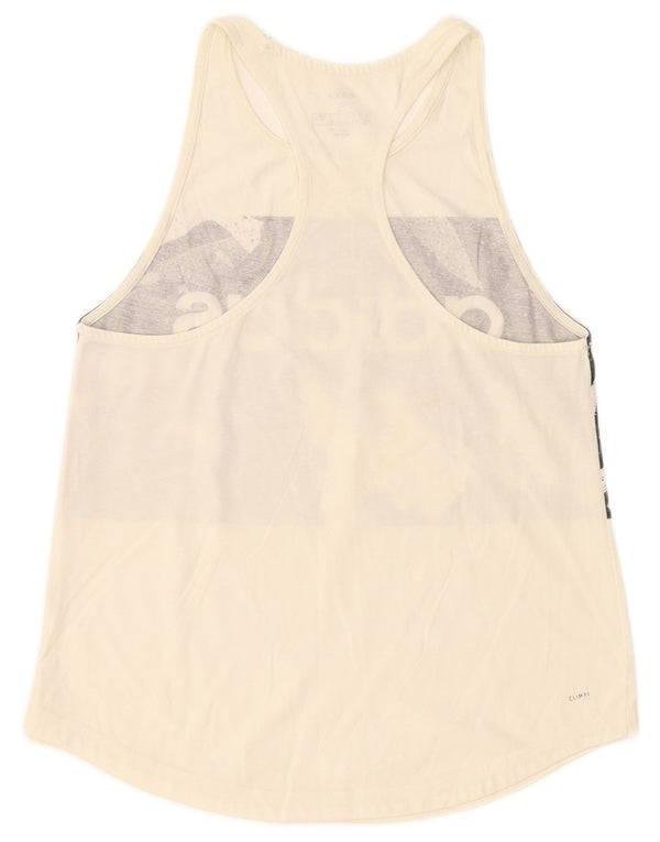 Adidas Womens Climalite Grafisk Vest Top UK 8/10 Small Off White