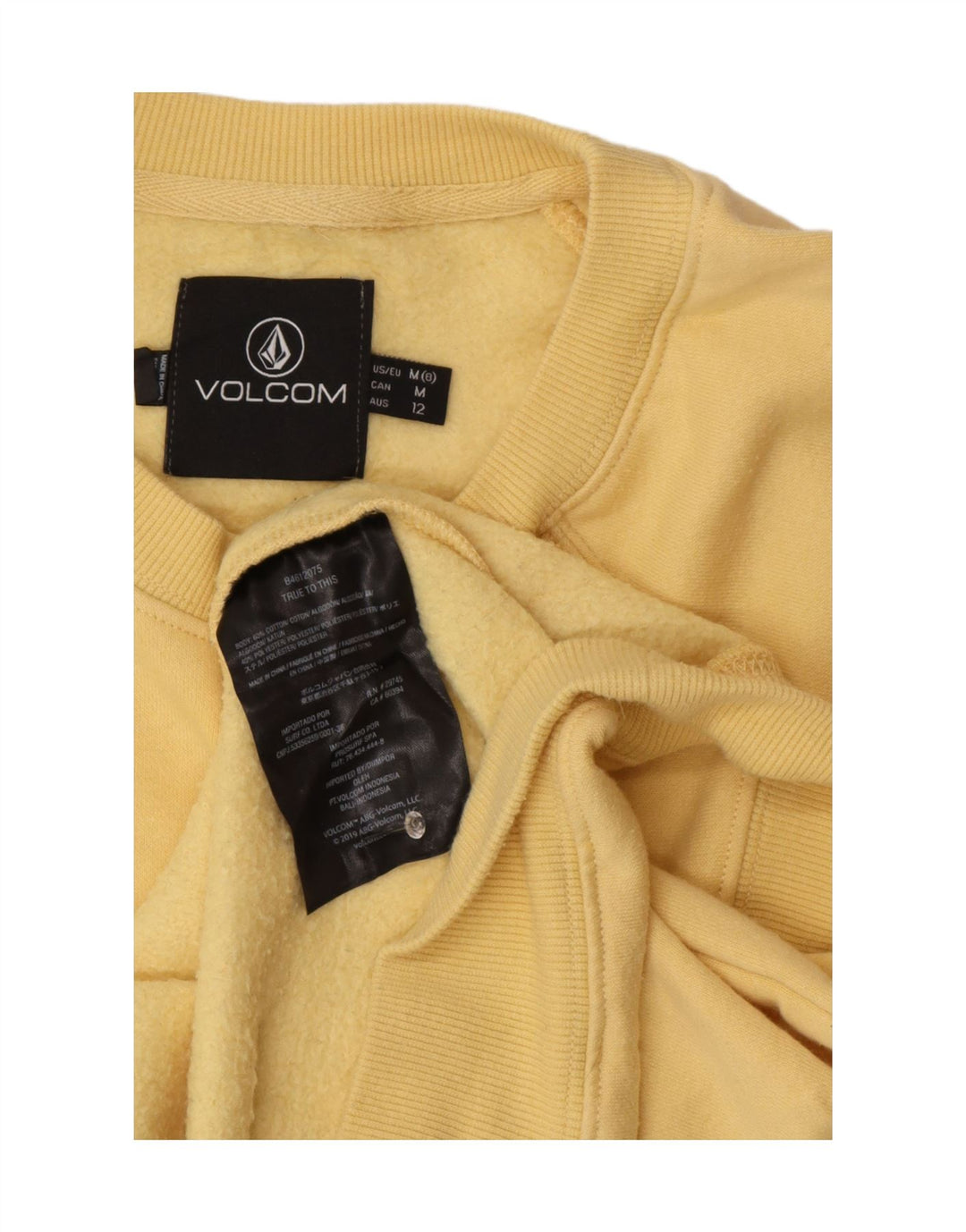 VOLCOM Grafisk Sweatshirt Jumper UK 14 Medium Gul Bomuld