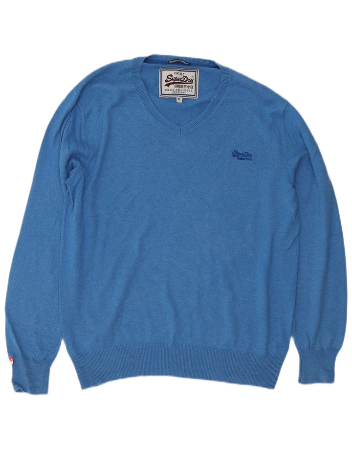 Superdry Herre V-hals sweater XL Blå Bomuld