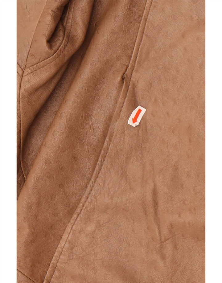 Vintage oversized læderfrakke til kvinder EU 40 medium beige læder