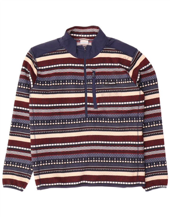 Columbia Mens Zip Neck Jumper Sweater 2XL Flerfarvet Stribet Polyester