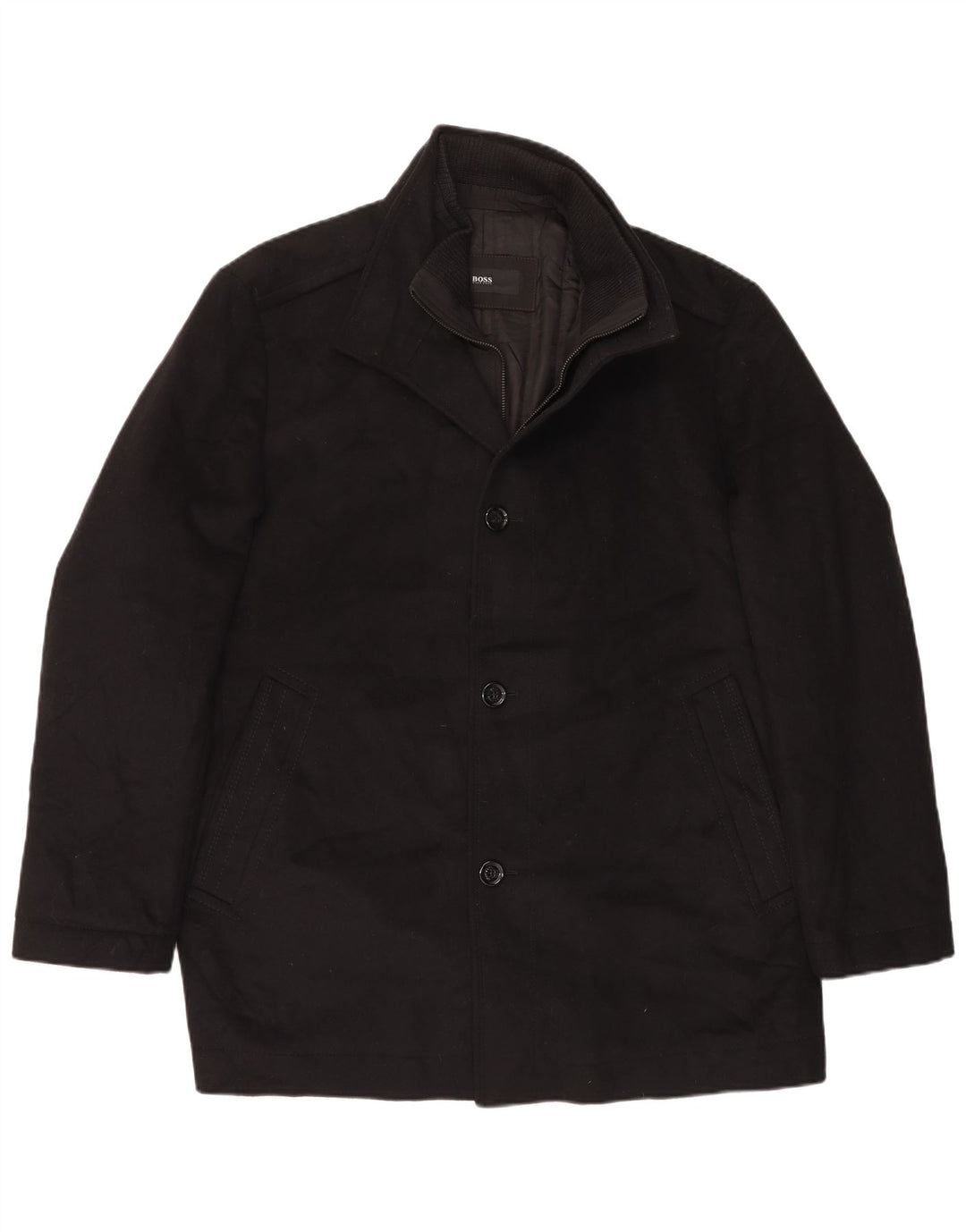 Hugo Boss Herre Overfrakke EU 56 3XL Sort Uld