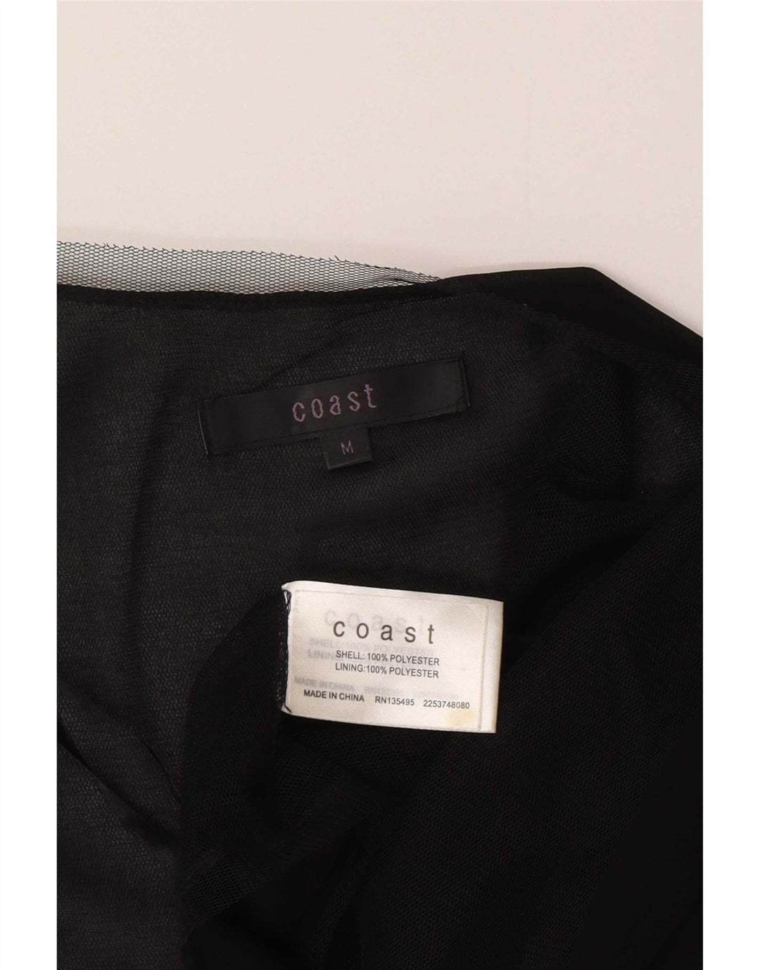 Coast Womens 3/4 ærmet gennemsigtig Bolero Top UK 14 Medium Sort Polyester