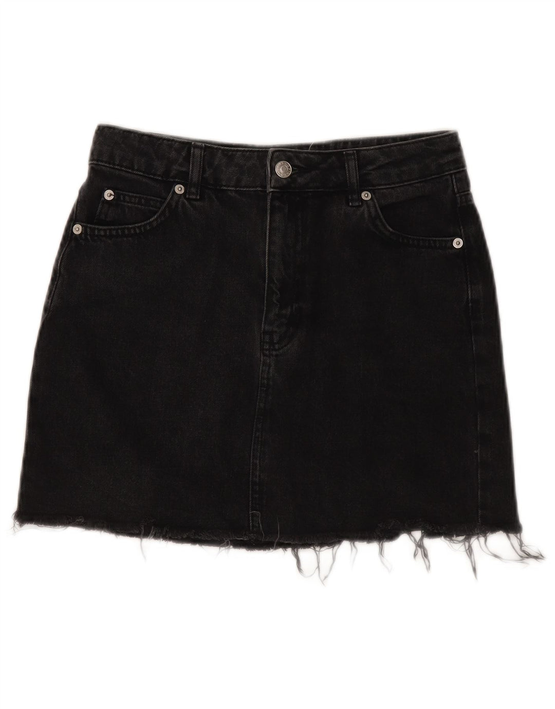 Topshop Dame Denim Nederdel UK 8 Small W28 Sort Bomuld